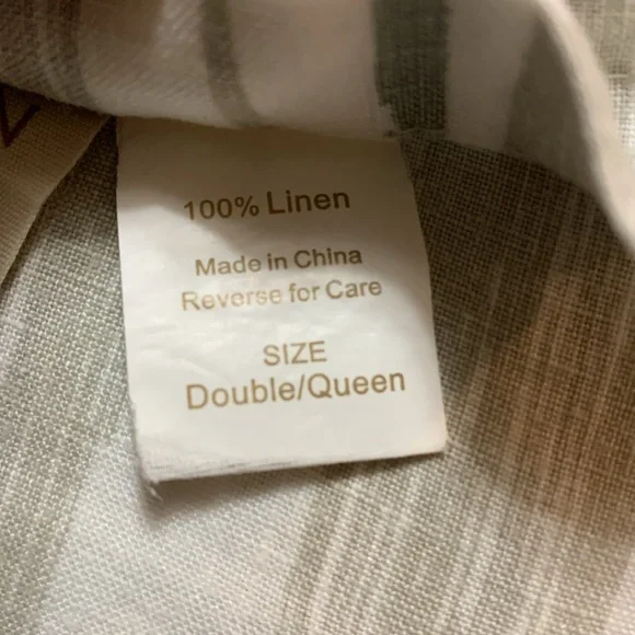 Eileen Fisher Home Garnet Hill White&Gray Striped Linen Duvet Double/Queen 88x94